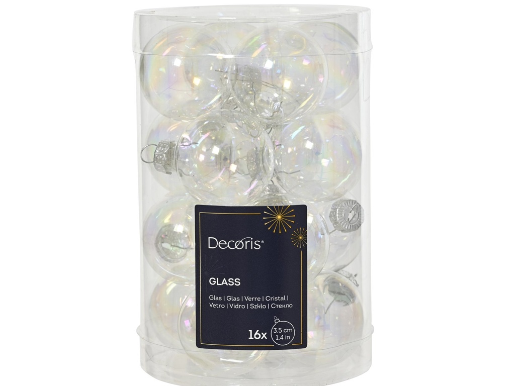 ***BAUBLES GLASS TRANSPARENT/IRIS dia3.50cm