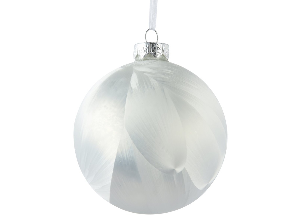 ***BAUBLES GLASS WHITE ICE LACQUER dia15.00cm