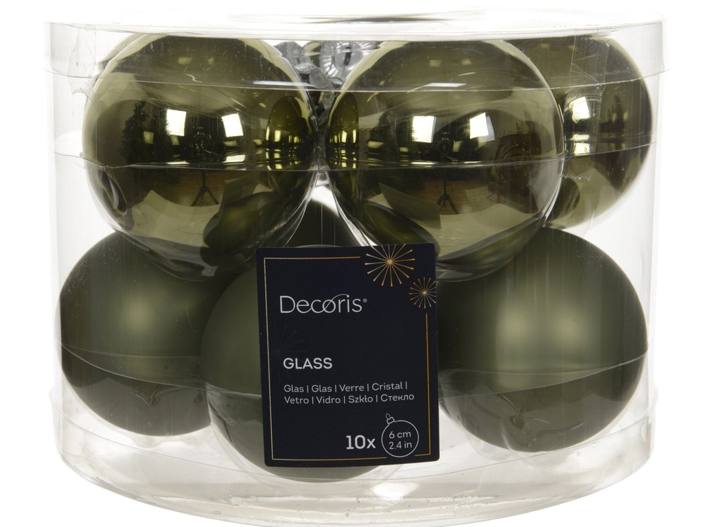 ***BAUBLE GLASS ROSEMARY GREEN dia6.00cm