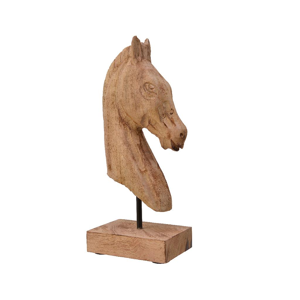 BUSTO CABALLO MAD E/BASE 20X30CM NAT