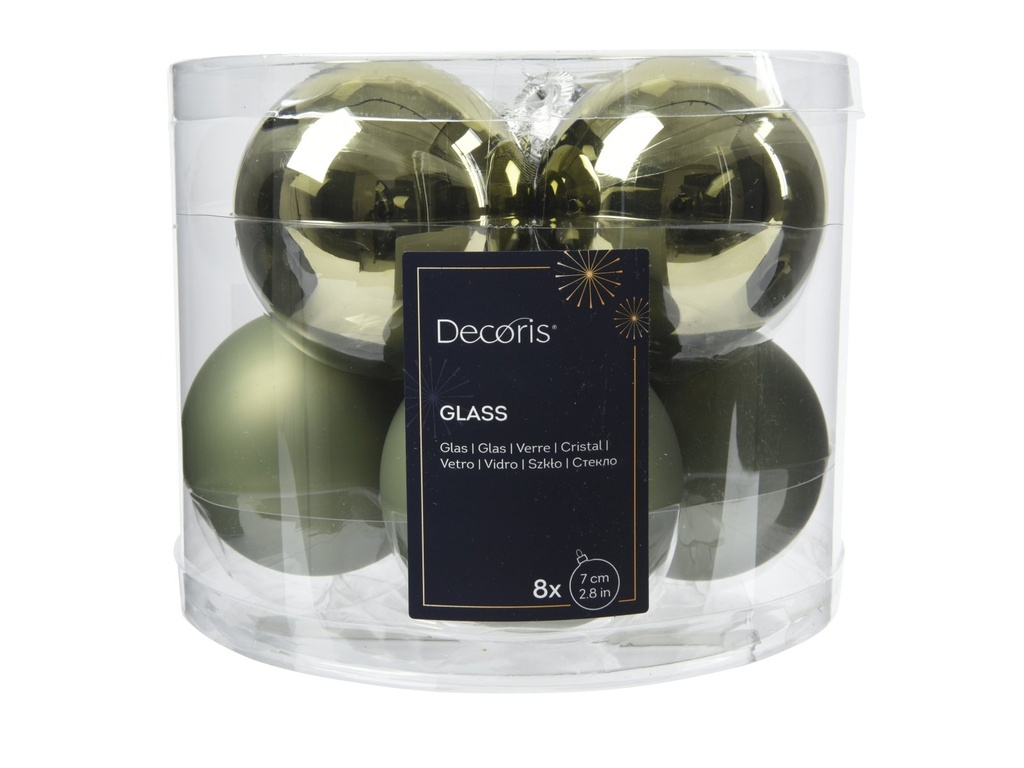 ***BAUBLE GLASS ROSEMARY GREEN dia7.00cm