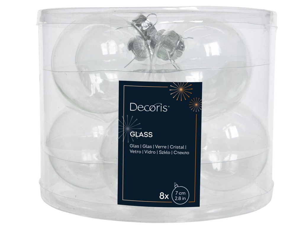 ***BAUBLE GLASS TRANSPARENT/IRIS dia7.00cm
