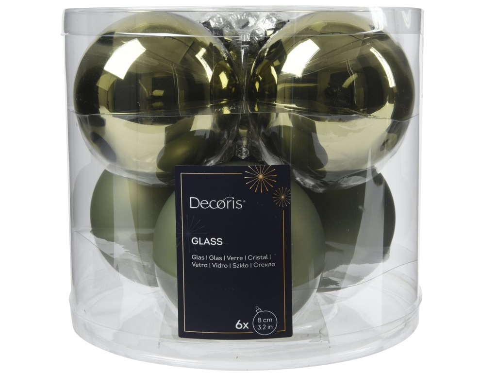 ***BAUBLE GLASS ROSEMARY GREEN dia8.00cm