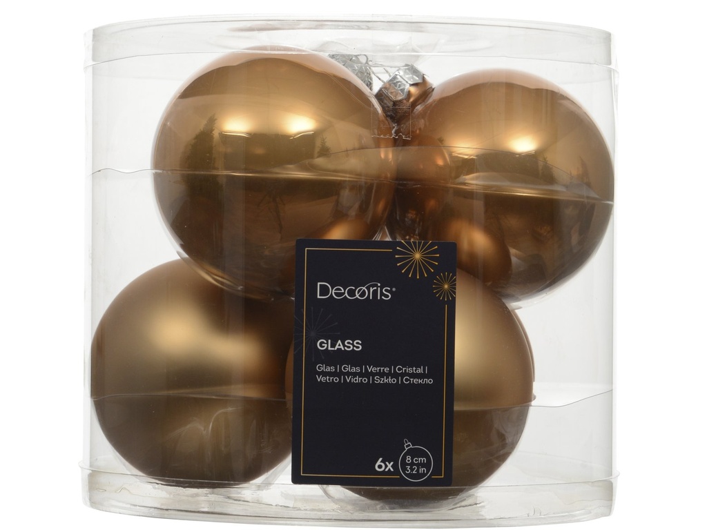 BOLAS DE CRISTAL - MARRON CARAMELO - dia8.00cm