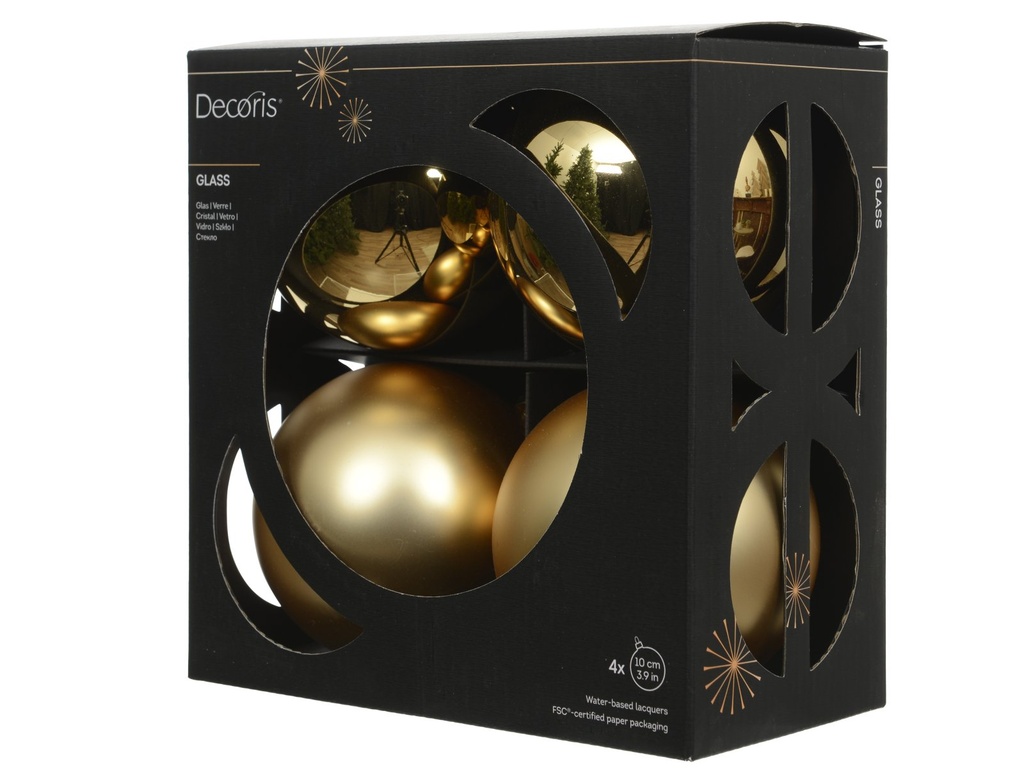 BOLA CRISTAL LIGHT GOLD -  dia10.00cm - caja de 4 bolas
