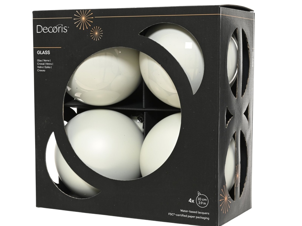 ***BAUBLES GLASS WINTER WHITE dia10.00cm