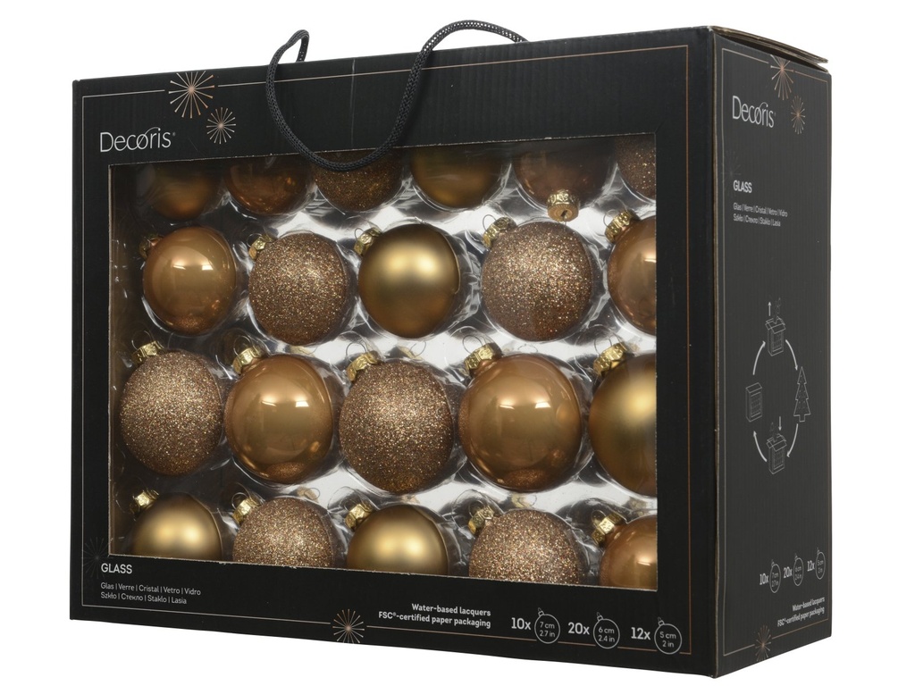 ***BAUBLES GLASS CARAMEL BROWN dia7.00cm