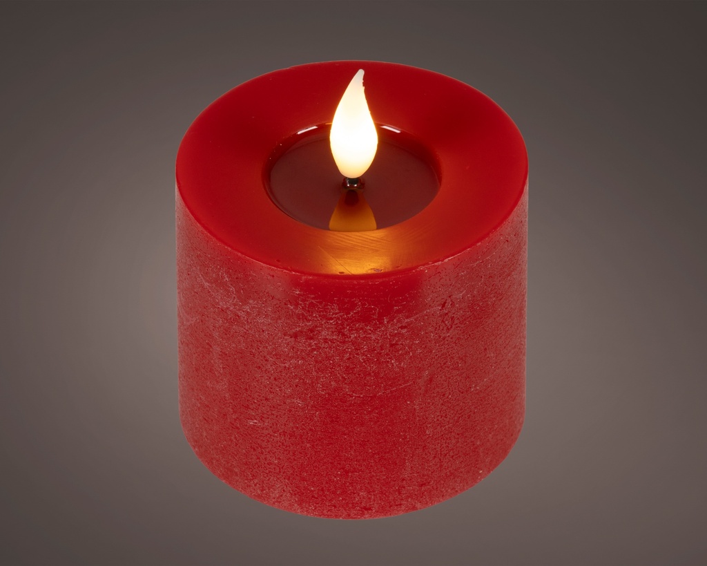 ***LED REALISTIC WICK CANDLE BO INDOOR RED/WARM WHITE dia7.50-H9.50cm-1L