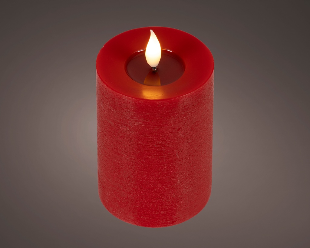 ***LED REALISTIC WICK CANDLE BO INDOOR RED/WARM WHITE dia7.50-H13.50cm-1L