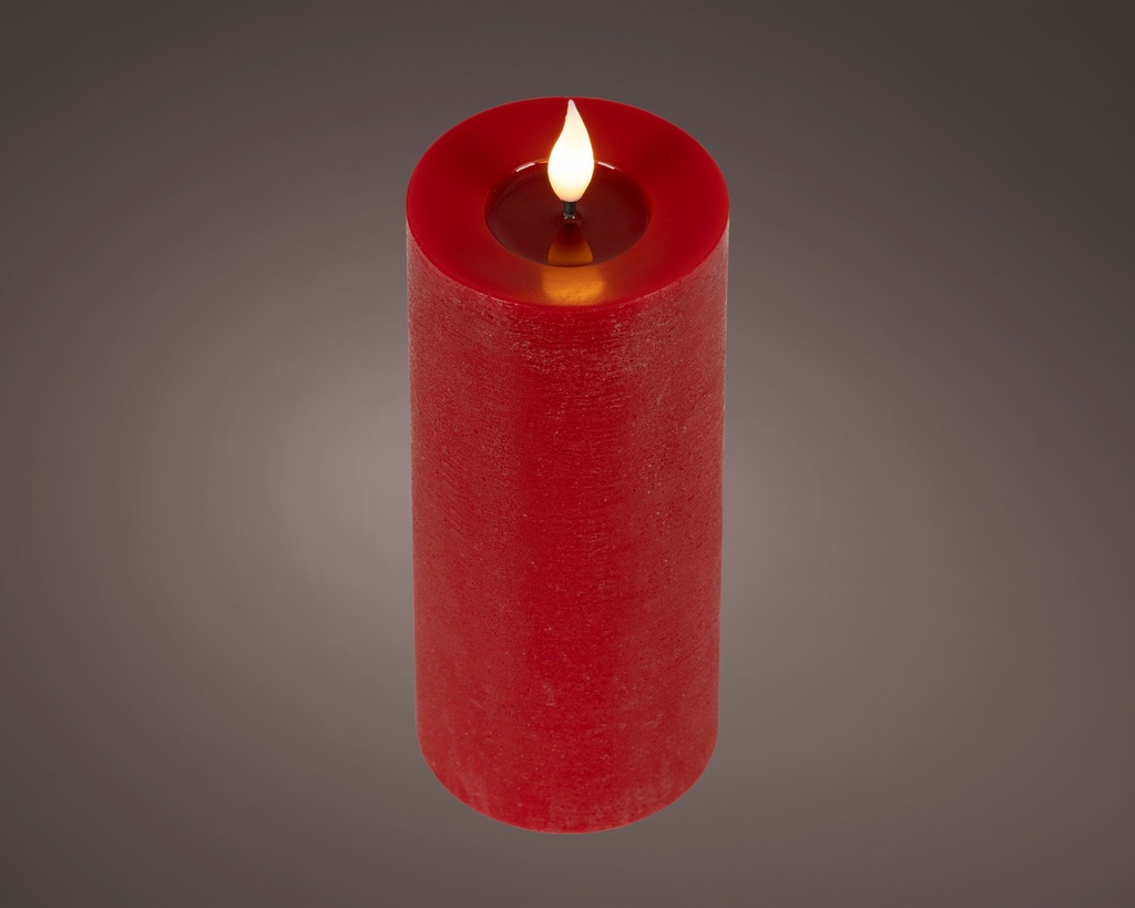 ***LED REALISTIC WICK CANDLE BO INDOOR RED/WARM WHITE dia7.50-H20.00cm-1L