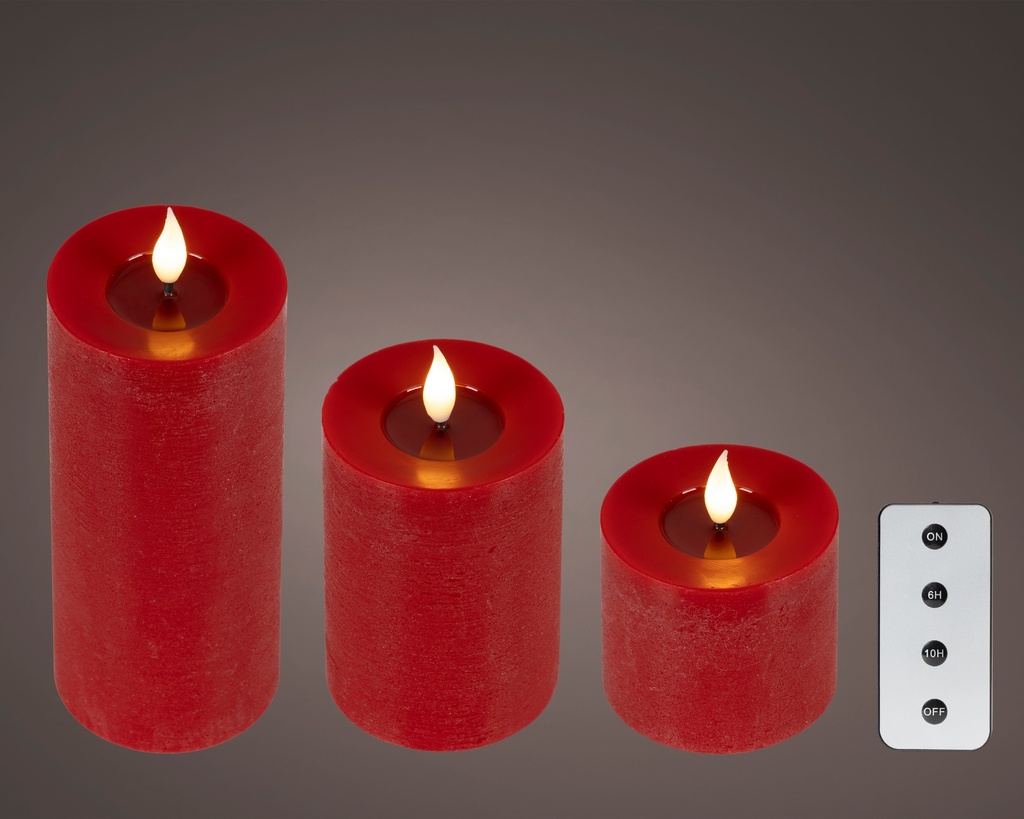 VELA RED/WARM WHITE - NUEVO DISEÑO - CON BATERIA Y MANDO - dia7.50-H20.00cm-1L