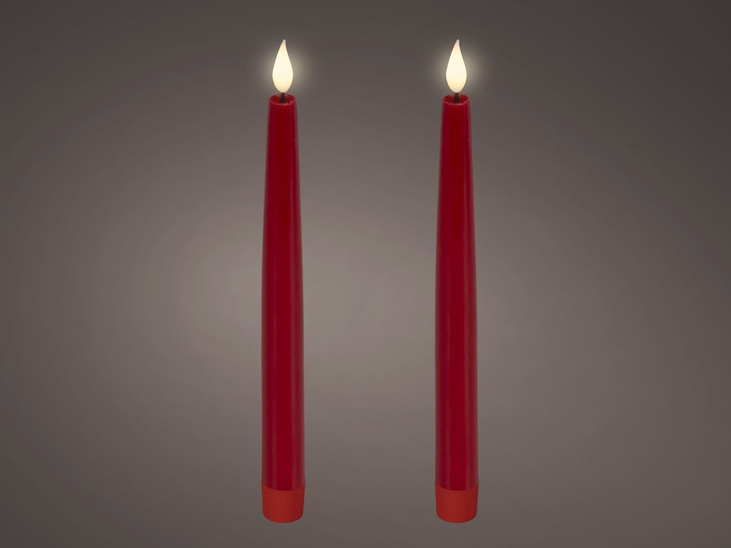 ***LED REALISTIC WICK DINNER CANDLE BO INDOOR RED/WARM WHITE dia2.20-H24.50cm-1L