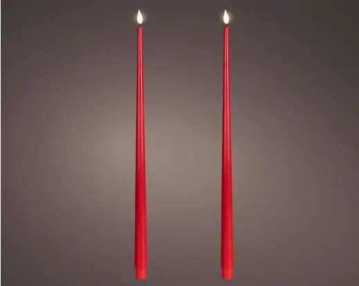 ***LED REALISTIC WICK DINNER CANDLE BO INDOOR RED/WARM WHITE dia2.20-H42.50cm-1L