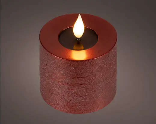 ***LED REALISTIC WICK CANDLE BO INDOOR OXBLOOD/WARM WHITE dia7.50-H9.50cm-1L