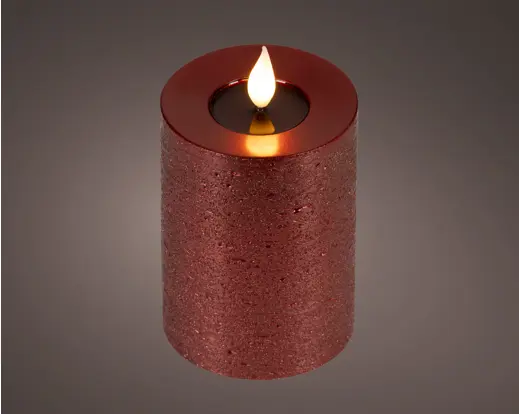 ***LED REALISTIC WICK CANDLE BO INDOOR OXBLOOD/WARM WHITE dia7.50-H13.50cm-1LED
