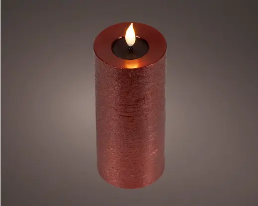 ***LED REALISTIC WICK CANDLE BO INDOOR OXBLOOD/WARM WHITE dia7.50-H20.00cm-1LED