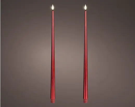 ***LED REALISTIC WICK DINNER CANDLE BO INDOOR OXBLOOD/WARM WHITE dia2.20-H42.50cm-1L