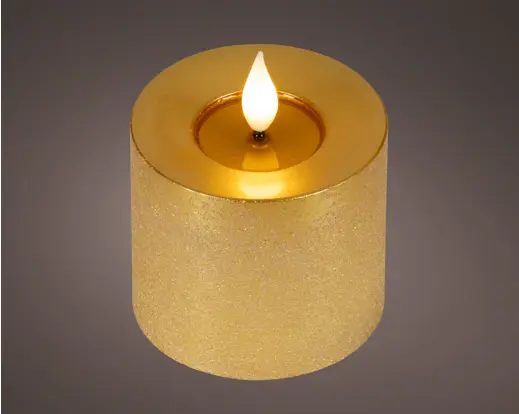***LED REALISTIC WICK CANDLE BO INDOOR GOLD/WARM WHITE dia7.50-H9.50cm-1L