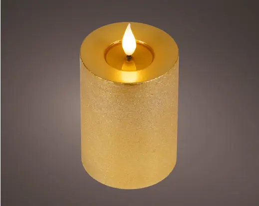 ***LED REALISTIC WICK CANDLE BO INDOOR GOLD/WARM WHITE dia7.50-H13.50cm-1L