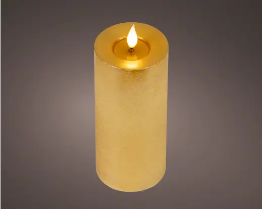 ***LED REALISTIC WICK CANDLE BO INDOOR GOLD/WARM WHITE dia7.50-H20.00cm-1LED