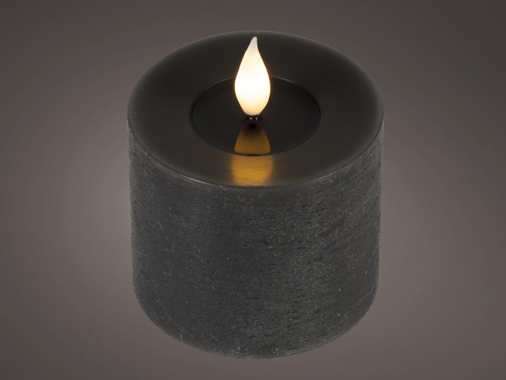 ***LED REALISTIC WICK CANDLE BO INDOOR BLACK/WARM WHITE dia7.50-H9.50cm-1L