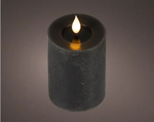 ***LED REALISTIC WICK CANDLE BO INDOOR BLACK/WARM WHITE dia7.50-H13.50cm-1L