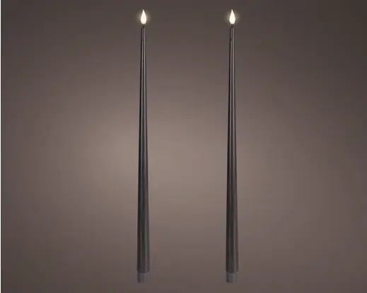 ***LED REALISTIC WICK DINNER CANDLE BO INDOOR BLACK/WARM WHITE dia2.20-H42.50cm-1LED