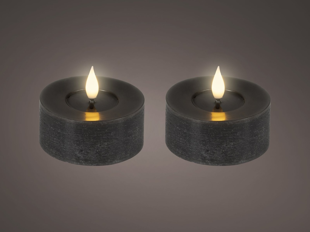 VELA LED BLACK/WARM WHITE - SET DE DOS - dia7.50-H6.00cm-1LED