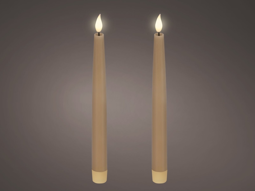 ***LED REALISTIC WICK DINNER CANDLE BO INDOOR BROWN/WARM WHITE dia2.20-H24.50cm-1L