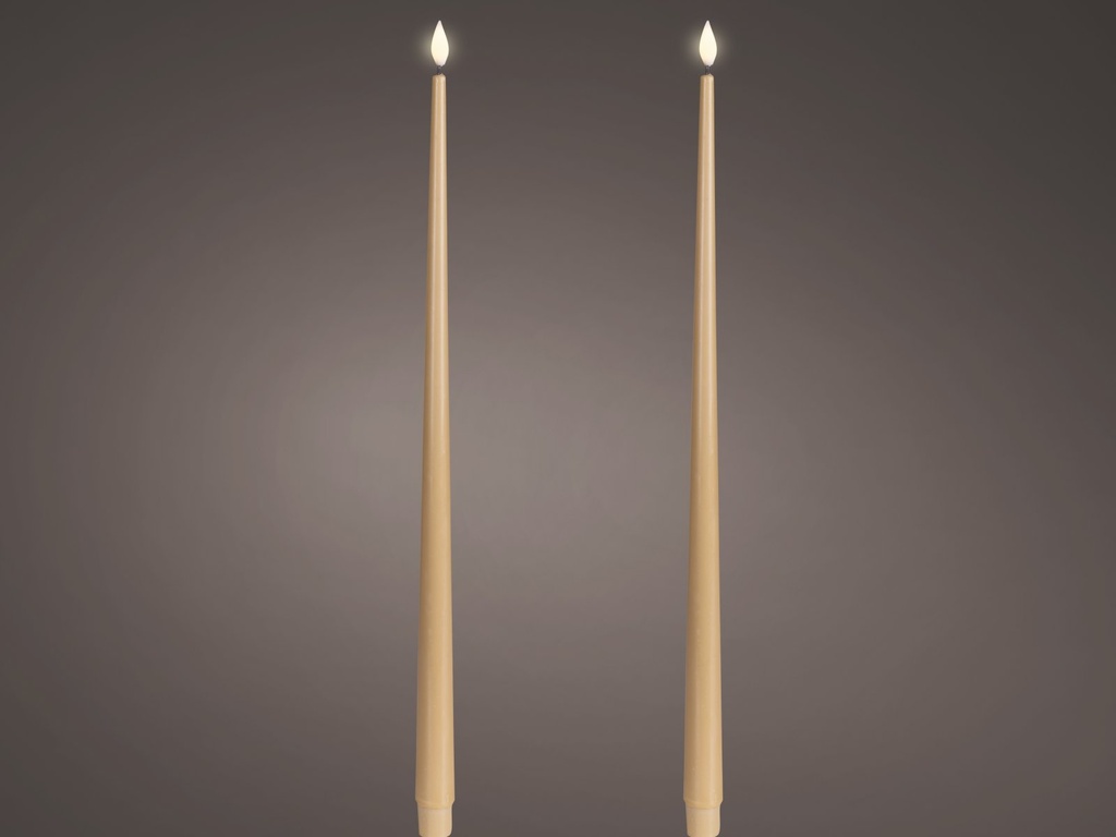 ***LED REALISTIC WICK DINNER CANDLE BO INDOOR BROWN/WARM WHITE dia2.20-H42.50cm-1L
