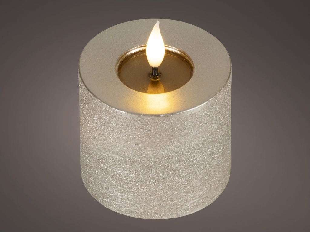 ***LED REALISTIC WICK CANDLE BO INDOOR LIGHT GREY/WARM WHITE dia7.50-H9.50cm-1L