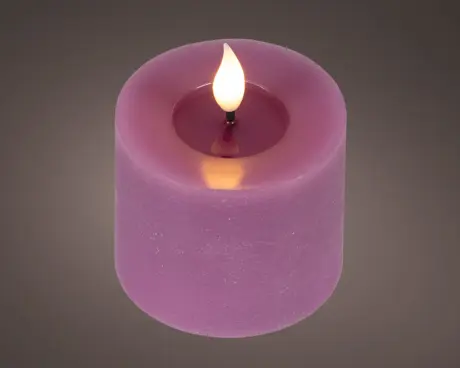 ***LED REALISTIC WICK CANDLE BO INDOOR PINK/WARM WHITE dia7.50-H9.50cm-1L