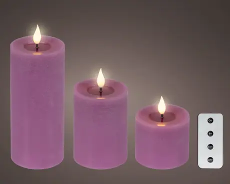 ***LED REALISTIC WICK CANDLE BO INDOOR PINK/WARM WHITE dia7.50-H20.00cm-1L