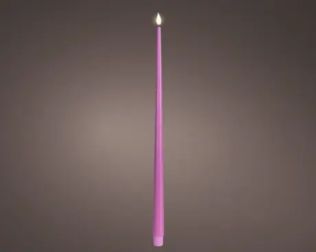 ***LED REALISTIC WICK DINNER CANDLE BO INDOOR PINK/WARM WHITE dia2.20-H42.50cm-1L