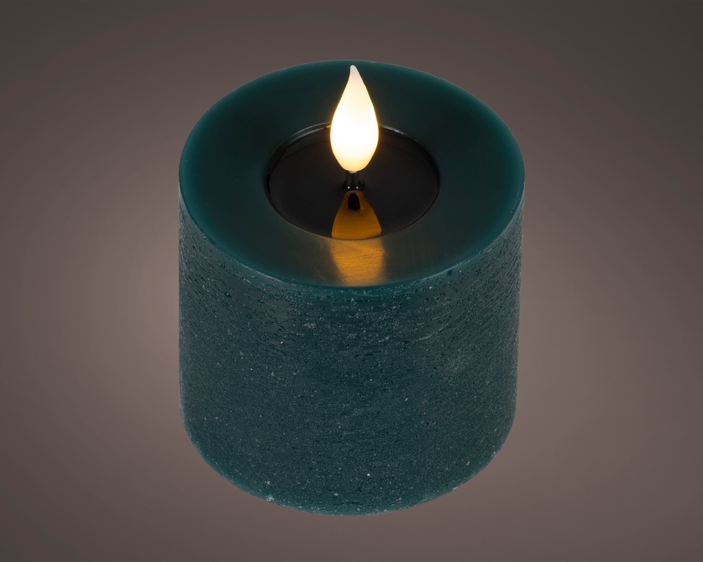 ***LED REALISTIC WICK CANDLE BO INDOOR EMERALD/WARM WHITE dia7.50-H9.50cm-1L