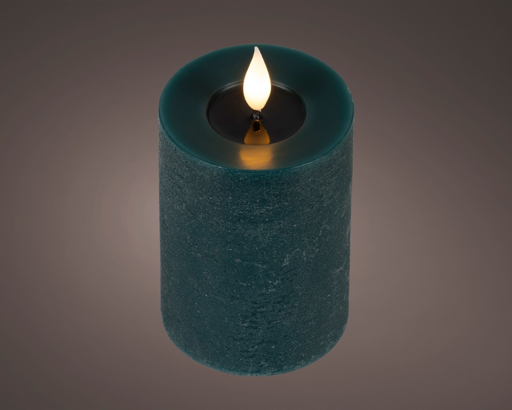 ***LED REALISTIC WICK CANDLE BO INDOOR EMERALD/WARM WHITE dia7.50-H13.50cm-1L