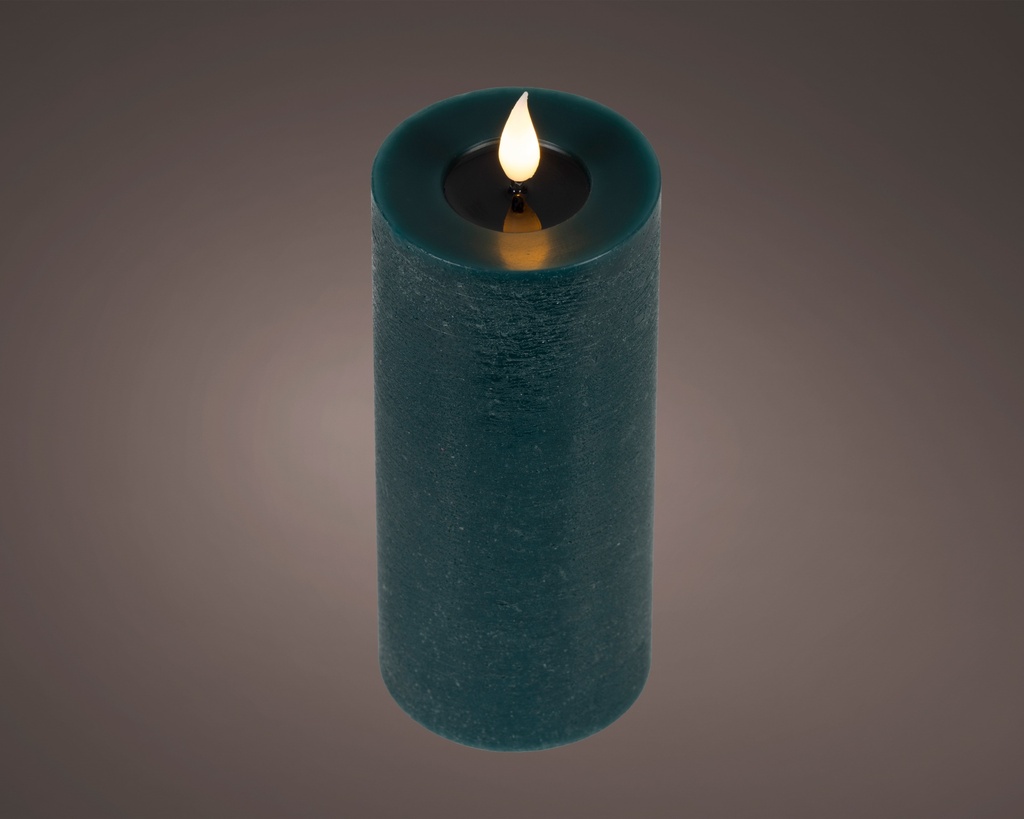 ***LED REALISTIC WICK CANDLE BO INDOOR EMERALD/WARM WHITE dia7.50-H20.00cm-1L