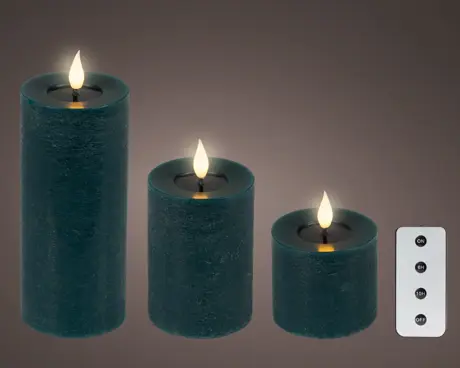***LED REALISTIC WICK CANDLE BO INDOOR EMERALD/WARM WHITE dia7.50-H20.00cm-1LED