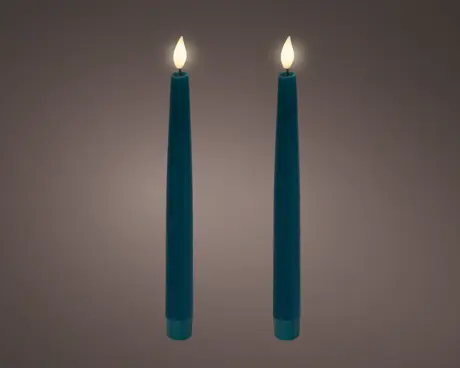 ***LED REALISTIC WICK DINNER CANDLE BO INDOOR EMERALD/WARM WHITE dia2.20-H24.50cm-1L