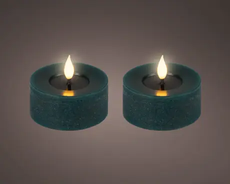 ***LED REALISTIC WICK TEALIGHT BO INDOOR EMERALD/WARM WHITE dia7.50-H6.00cm-1L