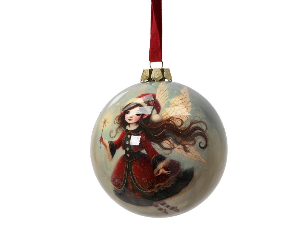 ***BAUBLE POLYFOAM ELF RED/COLOUR(S) dia8.00cm