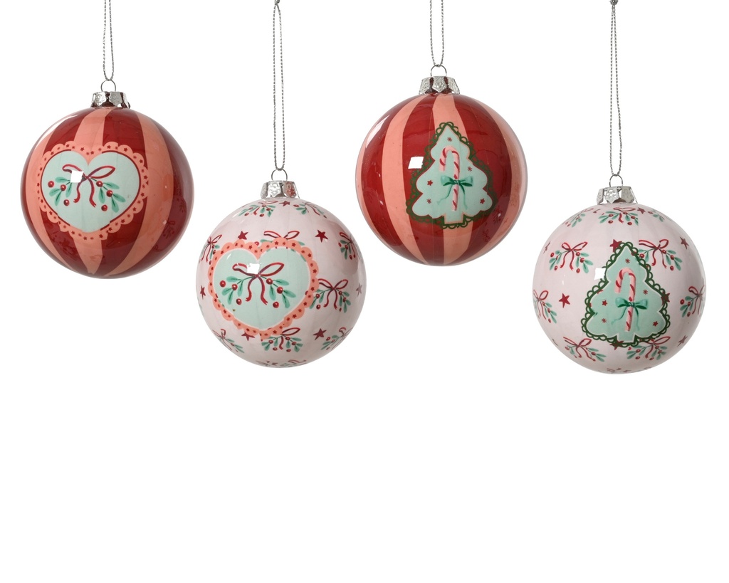 ***BAUBLE POLYFOAM STRIPE W STAR - STRIPE W TREE - MISTLETOE W STAR - MISTLETOE W TREE MULTI dia8.00cm