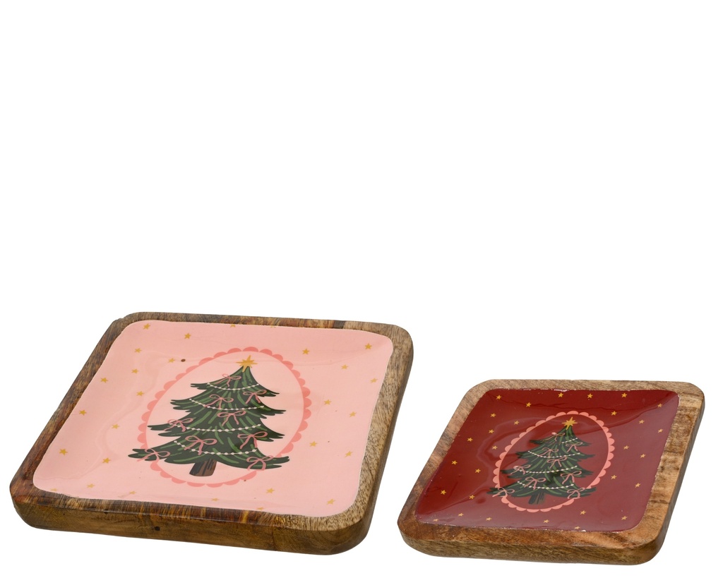 ***PLATES MANGOWOOD MULTI L19.50-W19.50-H1.50cm /L15.00-W15.00-H1.50cm
