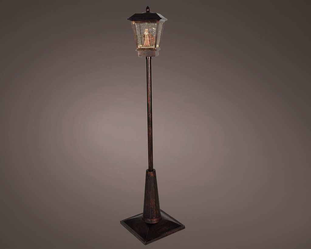 FAROLA LINTERNA CON NIEVE - LUZ Y MOVIMIENTO - APTO INTERIOR - LUZ CALIDA - WARM WHITE L38.00-W38.00-H180.00cm-7L