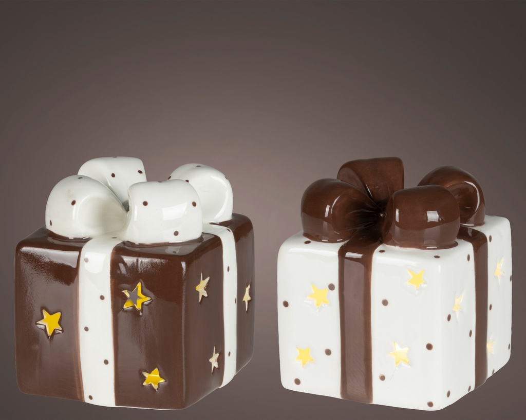 ***LED PRESENT BO INDOOR ASSORTED/WARM WHITE L9.50-W9.50-H10.50cm-1L