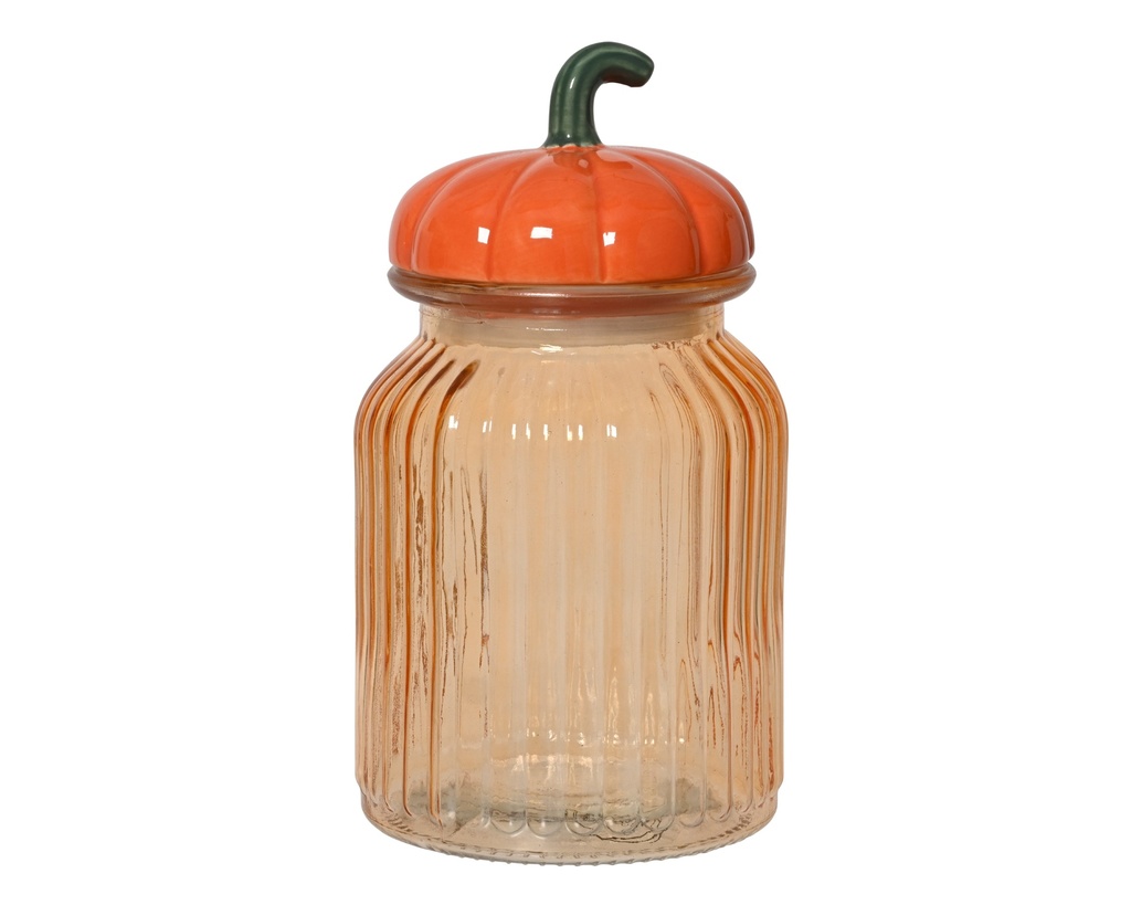 ***STORAGE JAR GLASS ORANGE dia10.80-H20.30cm
