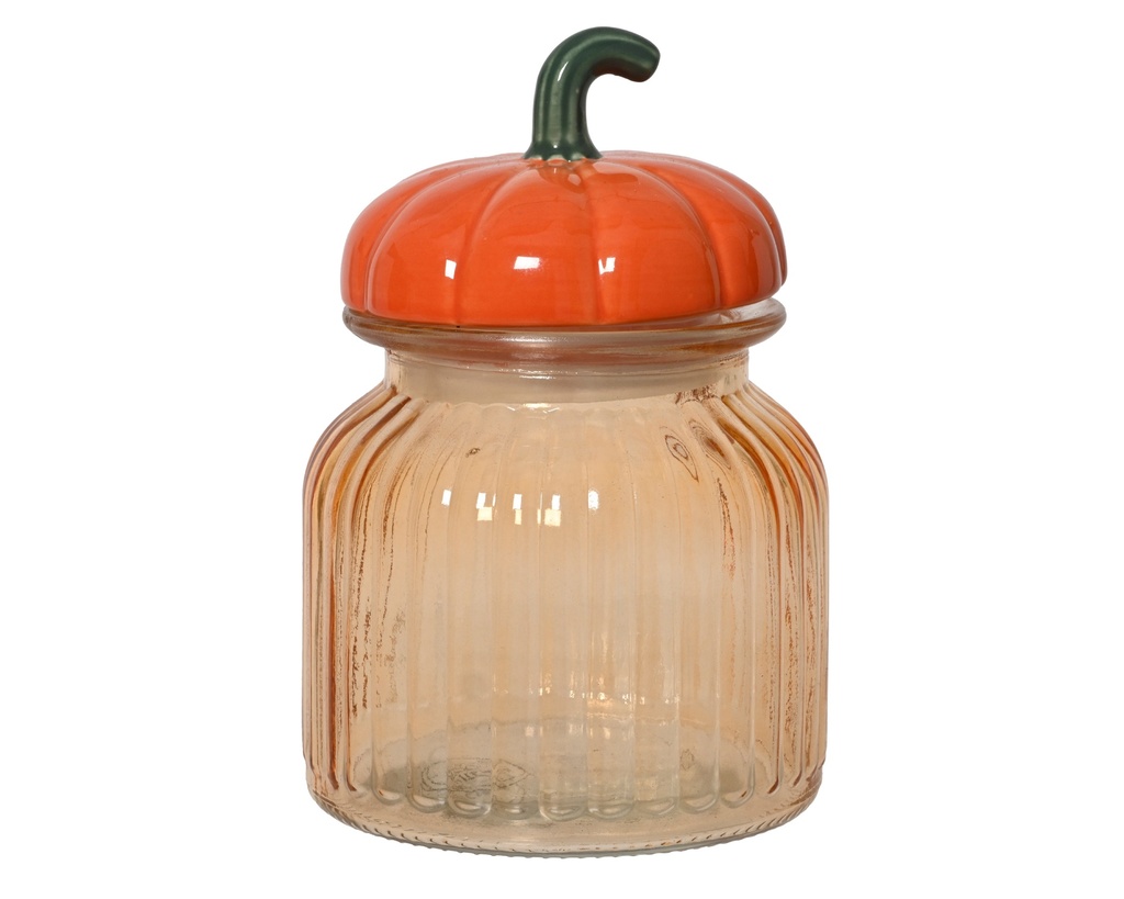 ***STORAGE JAR GLASS ORANGE dia10.80-H16.50cm