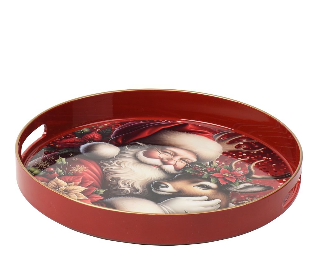 ***SERVING TRAY PP RED/COLOUR(S) dia33.00-H4.00cm