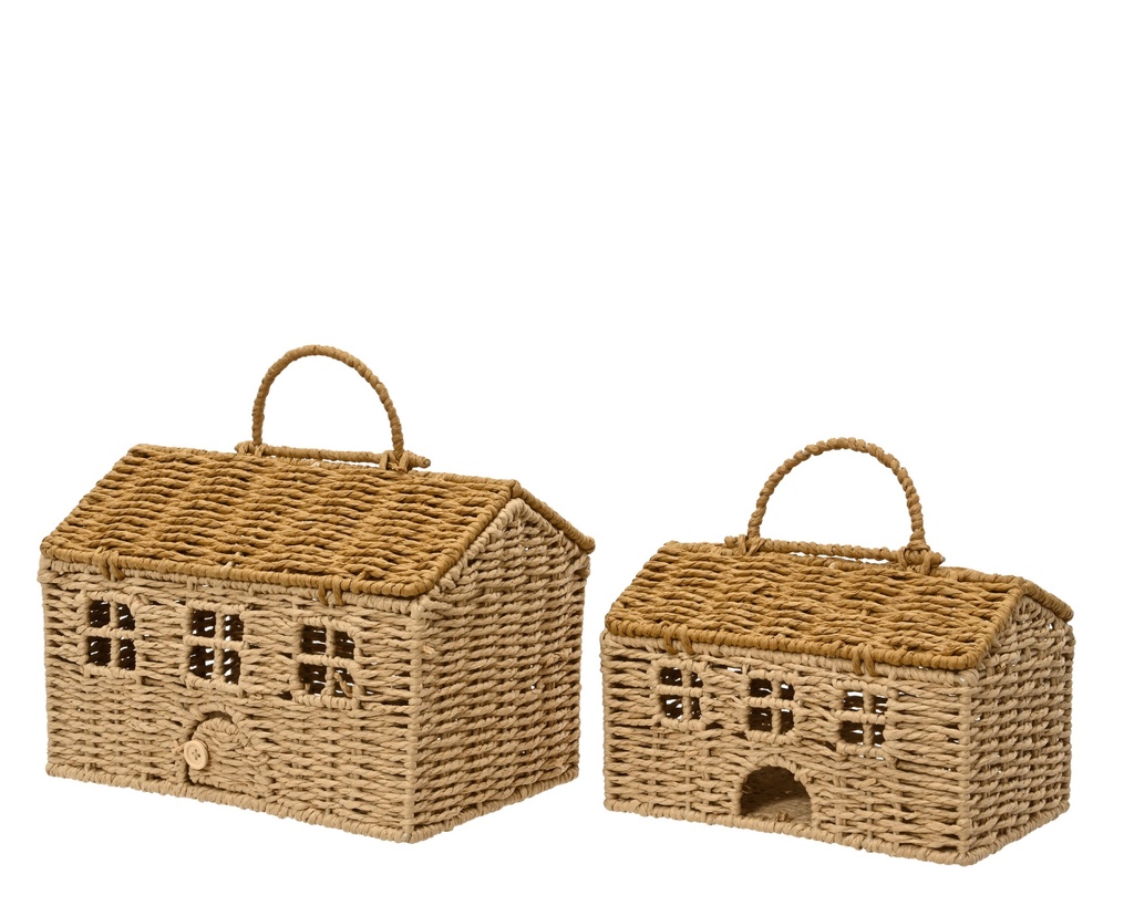 ***HOUSE PAPERROPE BROWN/COLOUR(S) L30.00-W20.00-H27.00cm /L25.00-W15.00-H22.00cm