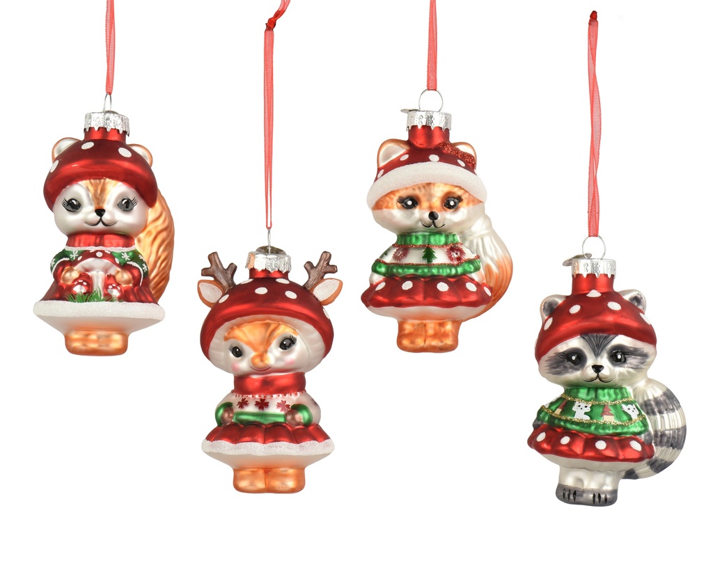 ***ANIMALS GLASS WITH HAT RED/COLOUR(S) L6.10-W4.70-H9.30cm